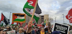 مظاهرة أمام البرلمان الأوروبي لأجل غزة