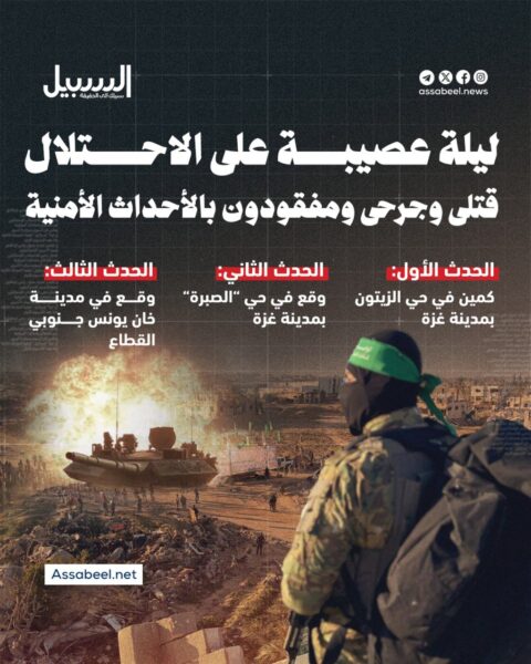 ليلة عصيبة على الاحتلال.. قتلى وجرحى ومفقودون بالأحداث الأمنية