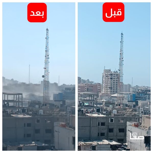 طائرات الاحتلال تدمر برج الرؤيا في غزة