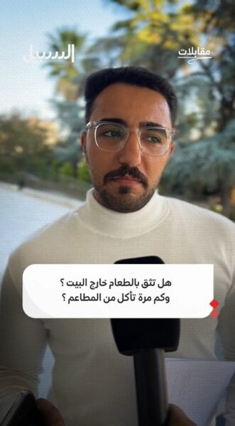 هل تثق بالطعام خارج البيت؟ وكم مرة تأكل من المطاعم؟